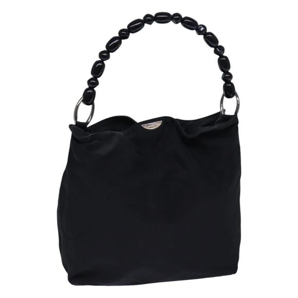 DIOR Maris Pearl Hand Bag Nylon Black Silver - Picture 1 of 12